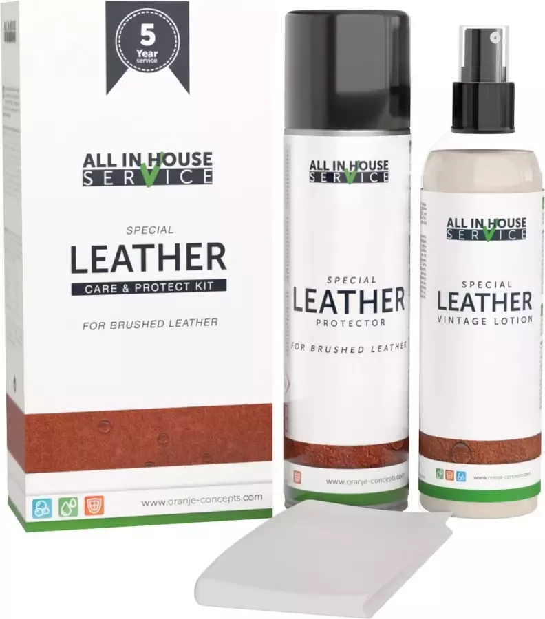 Leather Care & Protect Kit All in House Brushed Leather 5 Jaar