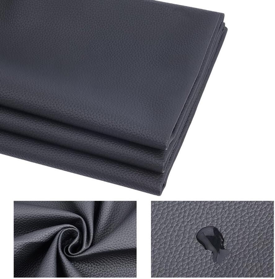 Leather Fabric 1.4 x 0.9 m 1 mm Thick Soft Faux Leather Rolls for Covering DIY Crafts Sewing Black