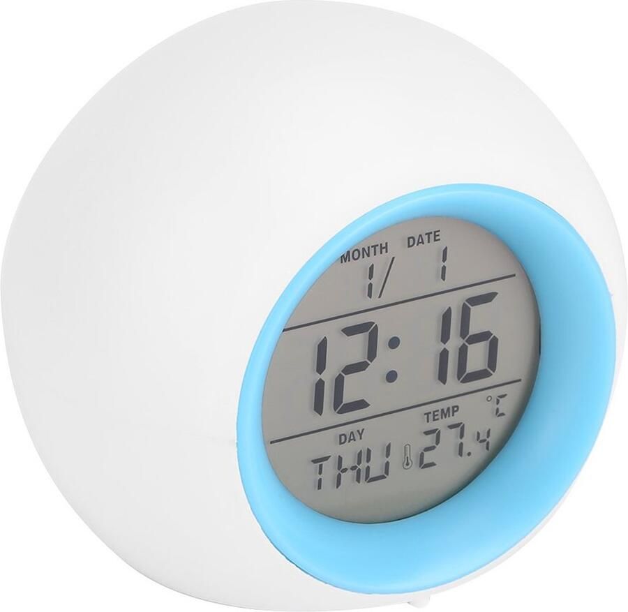 LED 7 Color Changing Wake Up Light Clock Digital Thermometer Timer Table Desk Alarm Clock with Snooze Function
