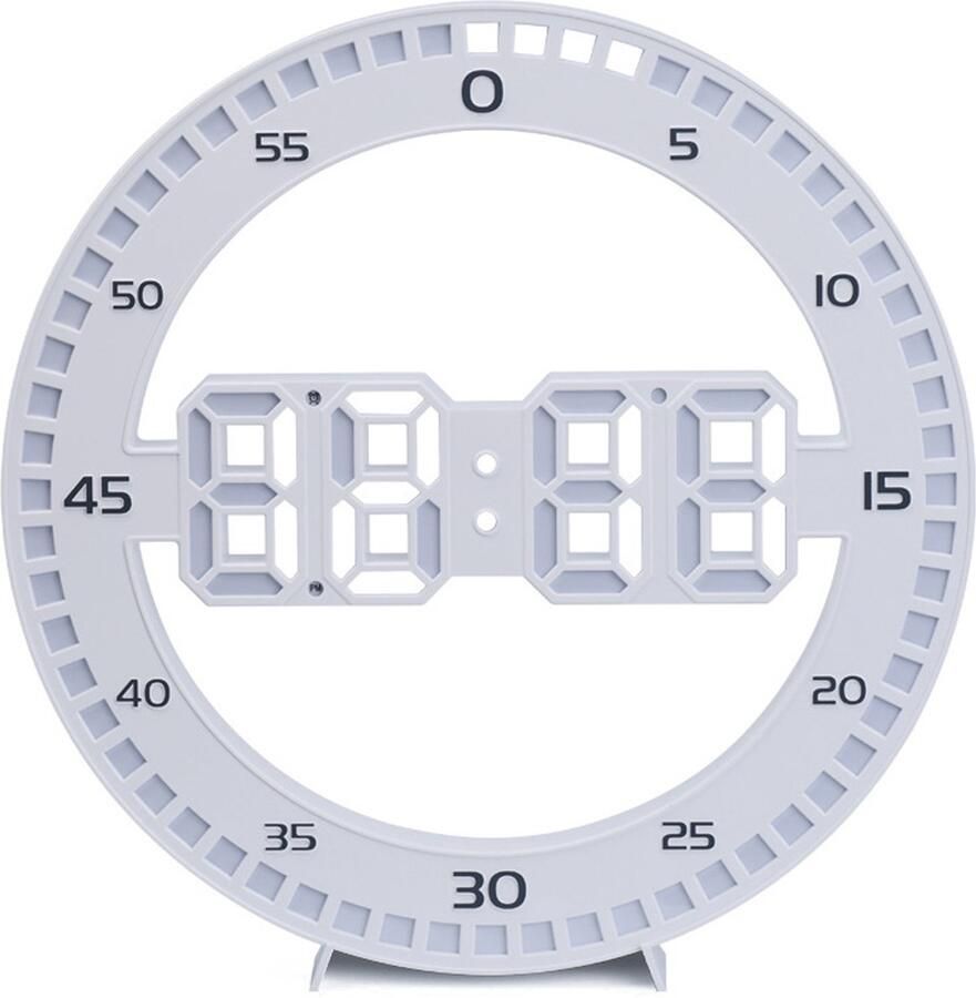 LED Alarmklok met Thermometer – Elektronische Wekker met Tijd- en Temperatuurweergave – Wand & Tafel – USB Voeding – Modern Design – Inclusief Batterij & Standaard – Wit