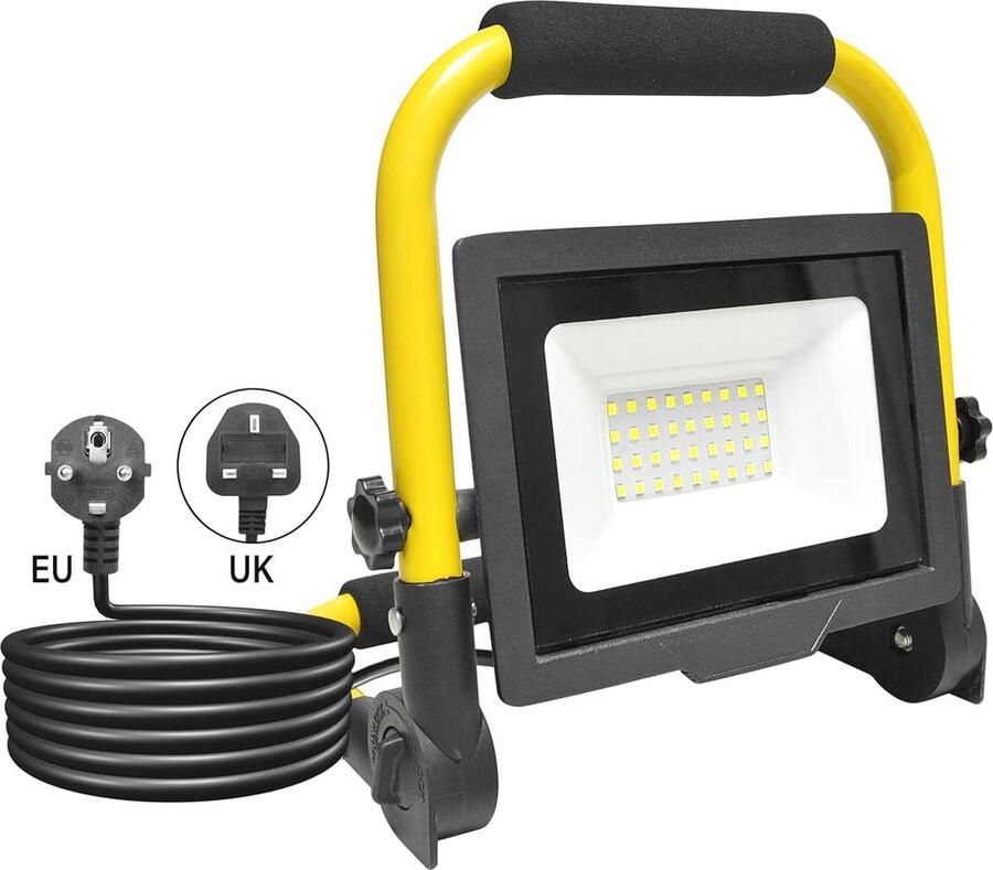 Led Bouwspot 30W 3000LM Draadloze Werklamp voor Binnen en Buiten IP66 Waterdicht en Verstelbaar