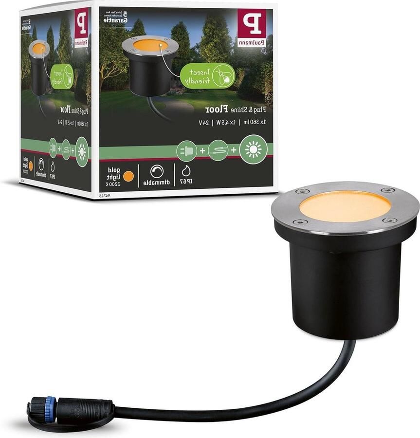 LED buitenverlichting grondinbouwlamp Floor insectvriendelijk IP67 2200K 45W antraciet rond goudlicht metaal 94716 Plug & Shine