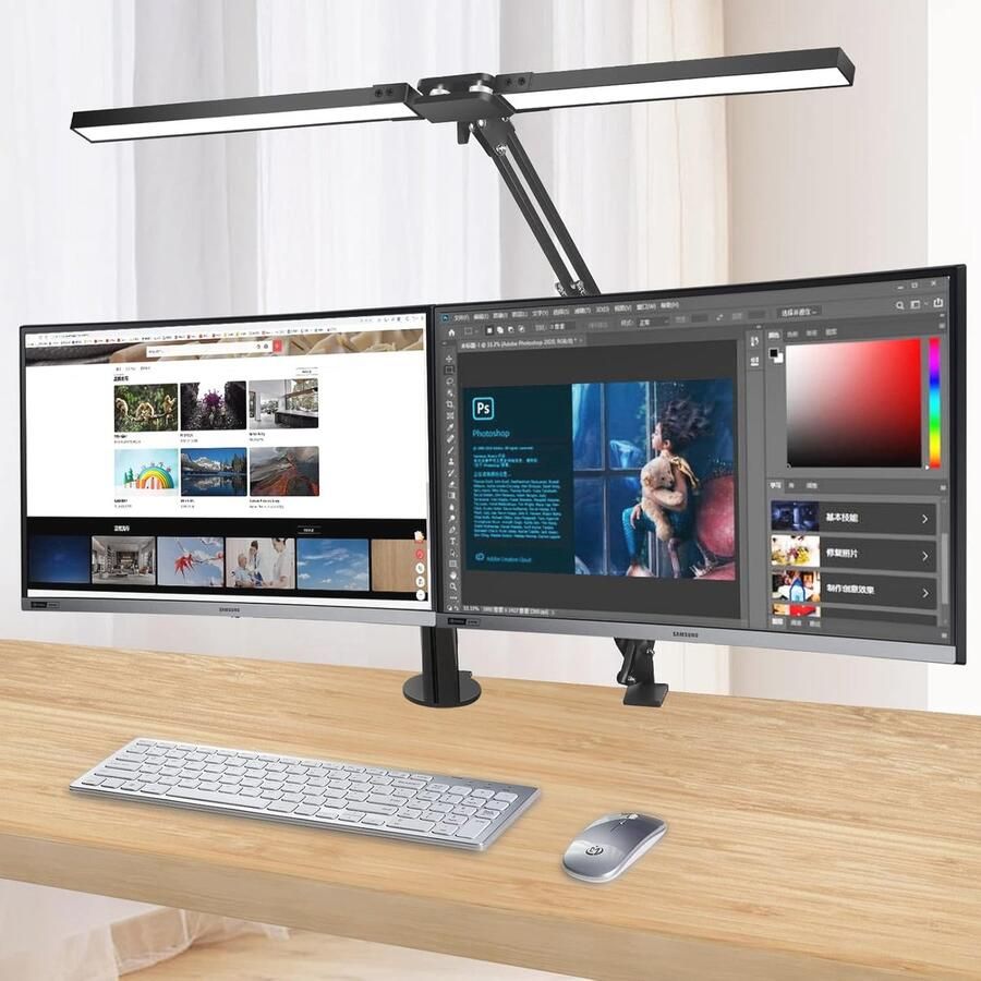 LED Bureaulamp met Dubbele Kop en Flexibele Zwenkarm 24W en 1300LM