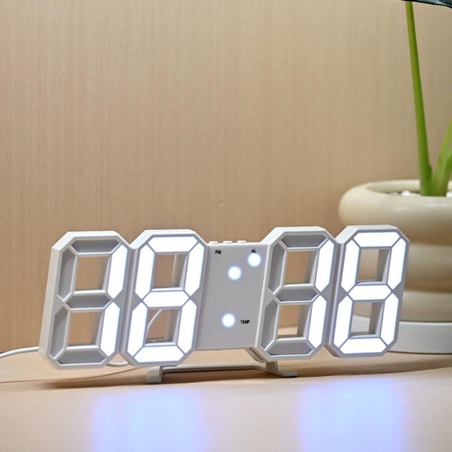LED digitale wekker wandklok 3D bureauklok klein geruisloos snooze nachtlampje slaapkamer woonkamer bureau 9 7 inch