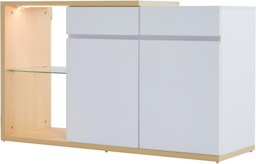 GOTAGEE LED dressoir breedte 120 cm multifunctioneel dressoir ladekast 2 deuren 2 laden