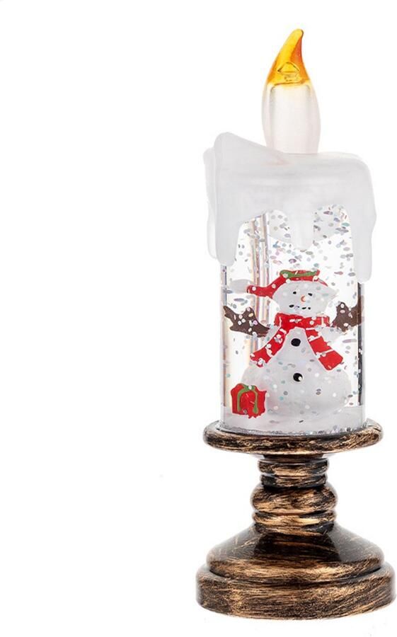 LED Kaarsen LED Kerst Vlamloze Kaarslamp Geschikt voor Huisdecoratie Kerst Sneeuwbal Kaars Draaibare Kaars Bureau Nachtlampje Kerst Raam Kaarshouder Op Batterijen- sneeuwman