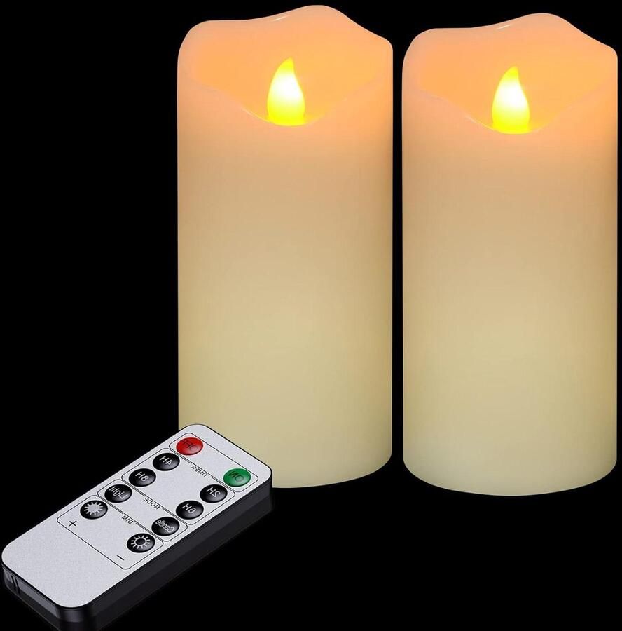 LED Kaarsen Met Afstandsbediening Timer Flameless Flickering Grote Elektrische Pijler Kaarsen Real Wax Lantaarn Tafel Diner 800H Looptijd 15.2x7.6cm