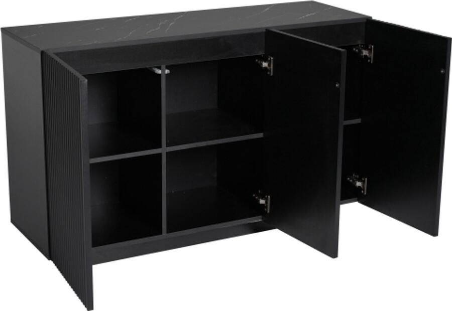 GOTAGEE LED-kast met verlichting zwarte marmerlook slimme woonkamerkast Bluetooth-bediening verticale strepen dressoir opbergkast van 120 cm