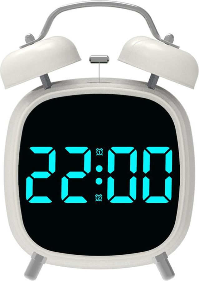 LED klok multifunctionele klok bellen wekker digitale wekker voor thuis luid volume-Blauwe lamp met witte behuizing