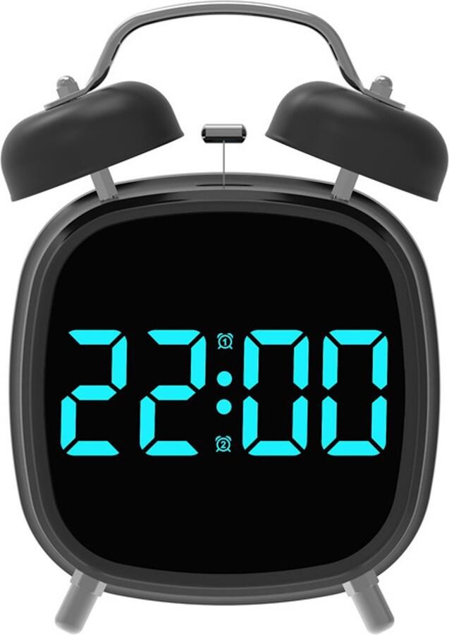 LED klok multifunctionele klok bellen wekker digitale wekker voor thuis luid volume-Blauwe lamp met zwarte behuizing