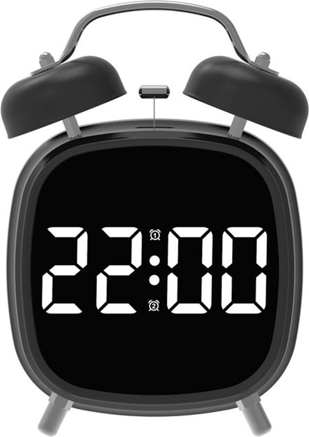 LED klok multifunctionele klok bellen wekker digitale wekker voor thuis luid volume-Witte lamp met zwarte behuizing