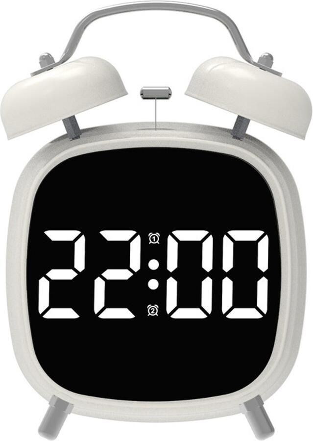 LED klok multifunctionele klok bellen wekker digitale wekker voor thuis luid volume-Witte lamp met witte behuizing
