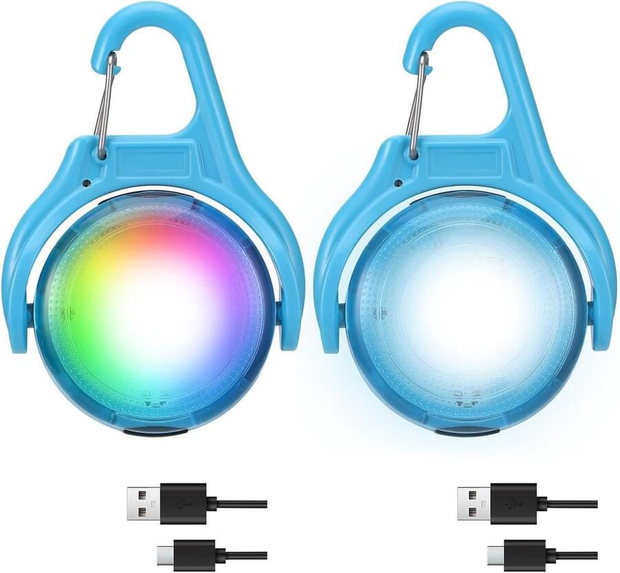 Led-knipperlichten schooltas hondenlichthanger oplaadbaar 4 modi led-reflectoren kinderveiligheidslicht voor rugzak joggen hardlopen huisdier (blauw) set van 2 stuks