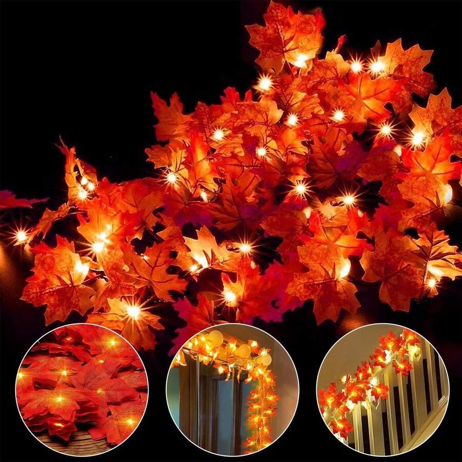 LED-lichtsnoer herfst bladeren slinger lampen slaapkamer decoratie woning modern tuin balkon deco woonkamer wanddecoratie tafeldecoratie verjaardag party vsco huwelijk muur vazen [Energieklasse A++]