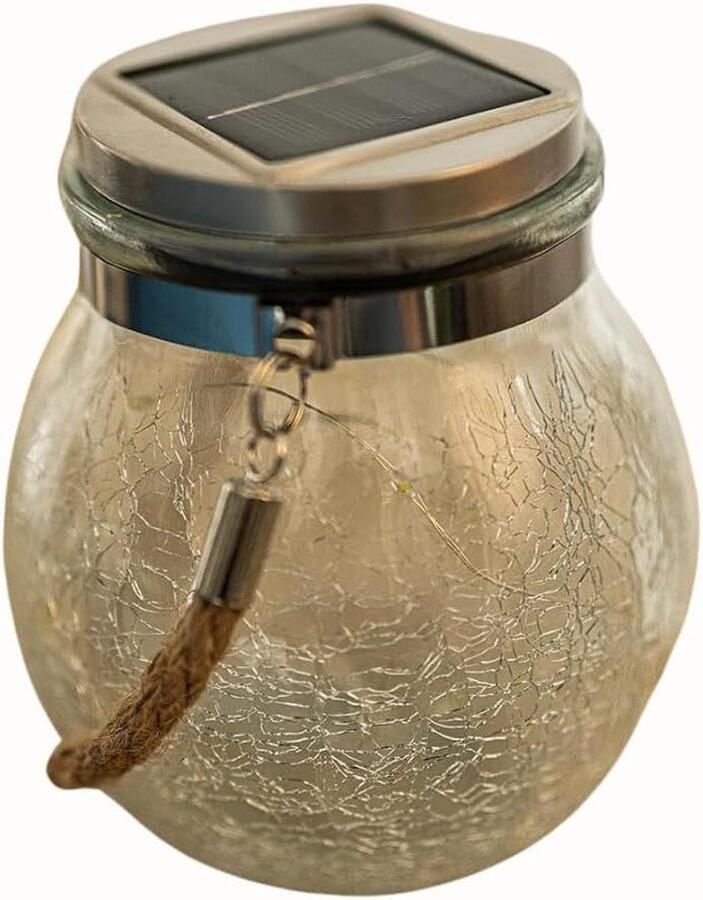 LED Rotan Solar Tuin Lantaarn Buitenverlichting Patio Tuin Tafelblad Decor Licht Opknoping Outdoor Decor Vrijstaande Decoratieve Lamp Crackle Glass