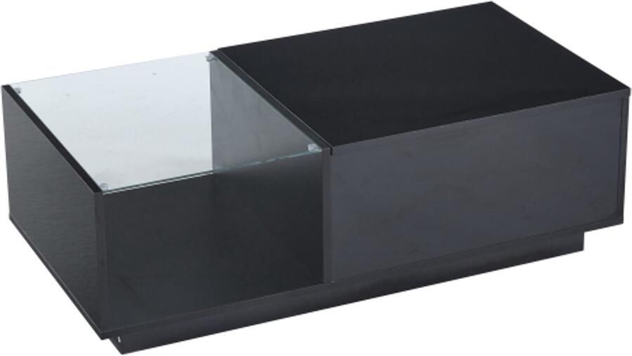 LED salontafel hoogglans salontafel hoogte verstelbare salontafel met verborgen opbergruimte en plank 50 x 100 x (33-46 5) cm Opklapbaar Opklapbare