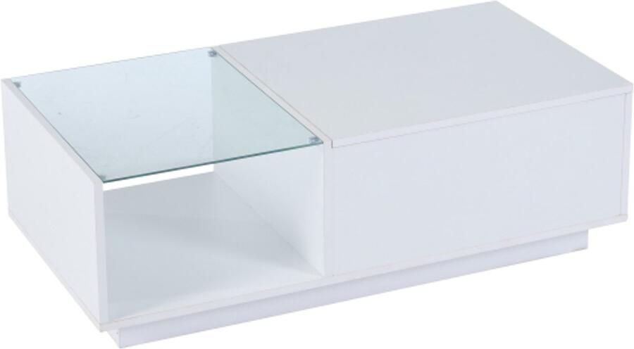 LED salontafel hoogglans salontafel hoogte verstelbare salontafel met verborgen opbergruimte en plank 50 x 100 x (33-46 5) cm Opklapbaar Opklapbare