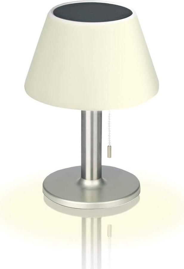 LED Solar Tafellamp Binnen & Buiten 4-8 uur lichtduur Warm wit licht MAXXMEE [Zilver]