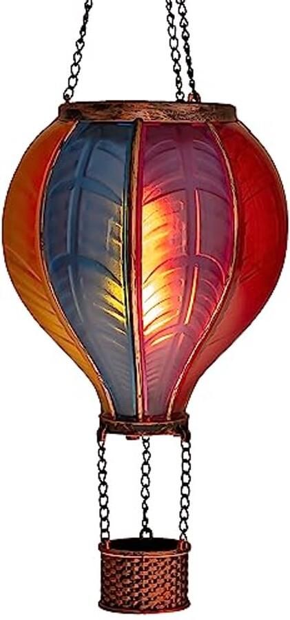 LED Solar Tuinlantaarn met Vlameffect Hanglamp met 20 Warmwitte Lichten Hoogte 40 5 cm