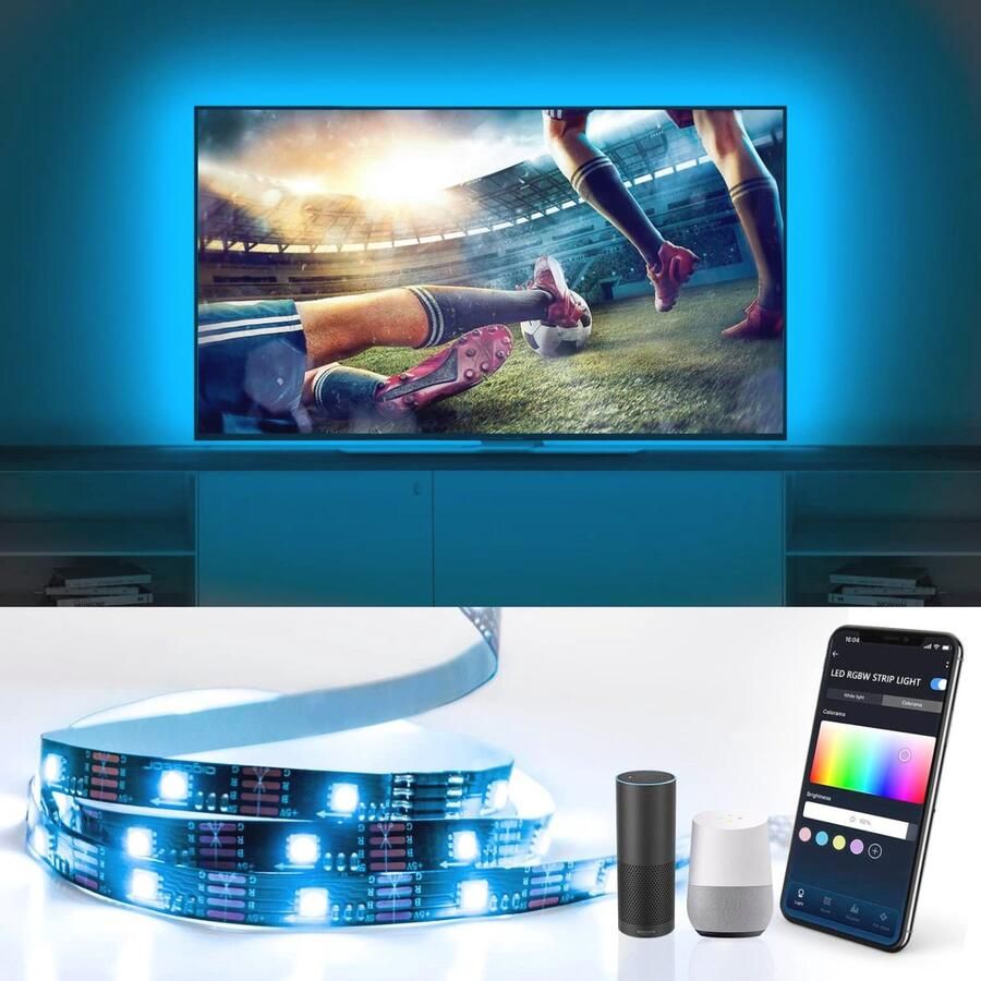 LED TV Achtergrondverlichting 2M Slimme LED Strip met App en Afstandsbediening Compatibel met Alexa Google Home Synchroniseer Muziek voor 32-60 inch HDTV en Monitoren