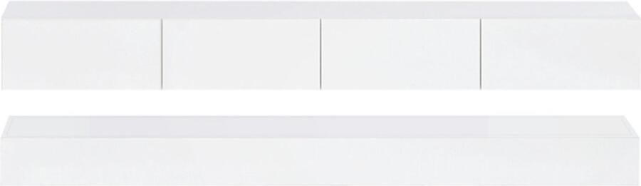 GOTAGEE LED TV-kast aan de muur te bevestigen tv-kast tv-standaard tv-meubel met 2 kasten en 4 grote lades wandkast met 16-kleurige LED-verlichting voor tv's tot 55 inch wit 130*33*15 cm