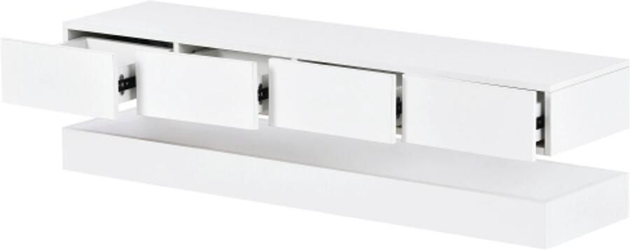 LED TV Lowboard tv-meubel tv-standaard met 2 kast en 4 grote lades 16-kleurige voor tv's tot 55 inch wit