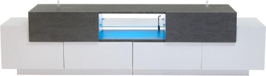 LED-tv-meubel tv-ladekast lowboard modern tv-entertainmentcentrum met glazen planken voor woonkamer slaapkamer tv-console met opbergruimte game-mediakast voor 80 75 70 65 55 inch tv's wit en grijs