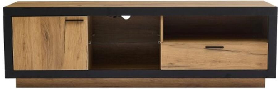 LED-tv-meubel tv-ladekast modern lowboard-tv-entertainmentcentrum met glazen planken voor woonkamer slaapkamer tv-console met opbergruimte game-mediakast voor 70 65 55 inch tv's zwart + eiken