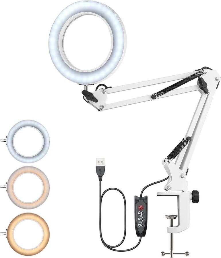 LED Vergrootlamp met Zwenkarm en Dimbare Verlichting voor Werkbanken