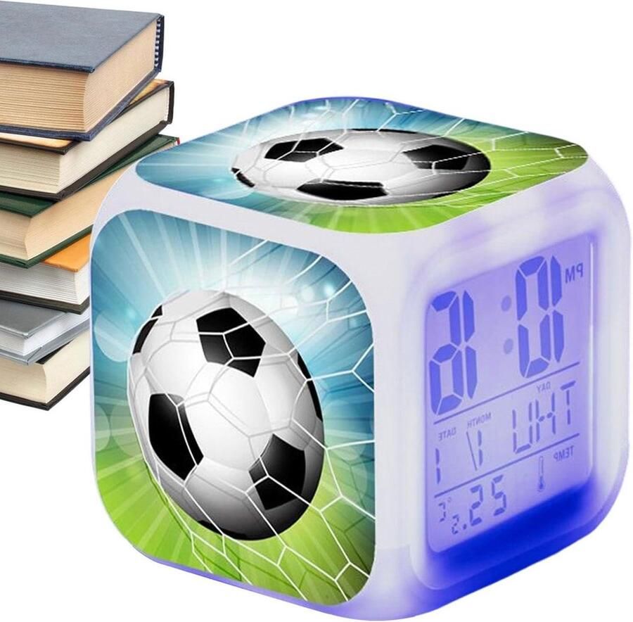 Led wekker digitale klok met ledverlichting voetbal thema voor nachtkastje bureauklok voor slaapkamer studenten woonkamer