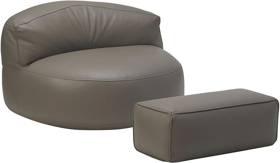 Luxe PU lederen poef Inclusief voeten leuning Lounge stoel Zitzak Huiskamer Slaapkamer Met rugleuning Sofa stoel Zeer fijn - Foto 2