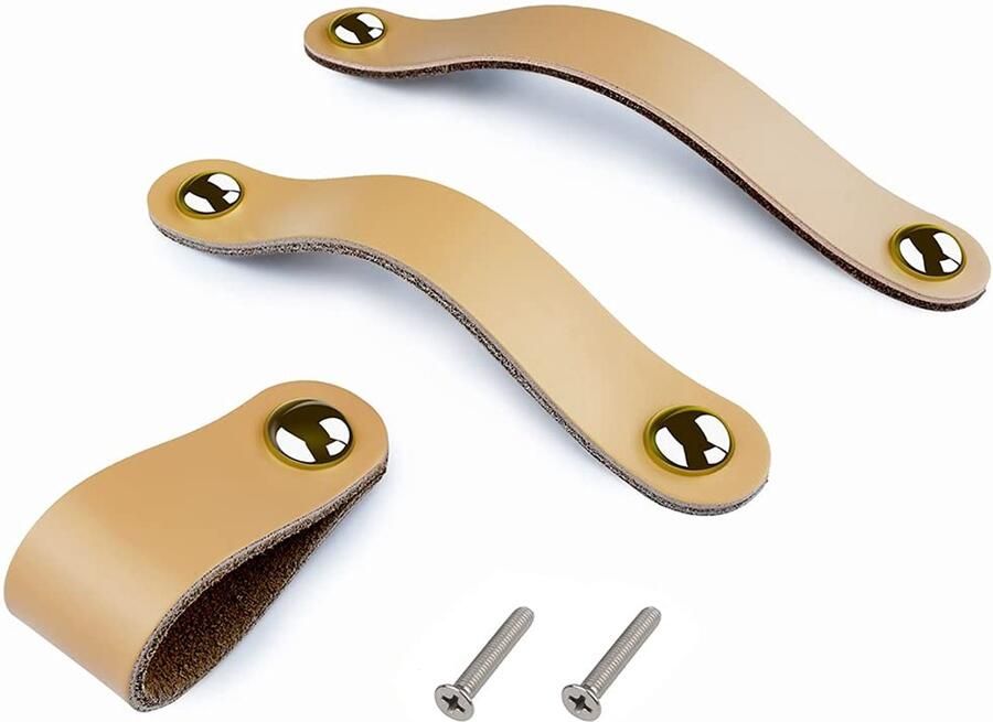 Lederen Handgrepen Set van 6 Hoogwaardig PU-leer