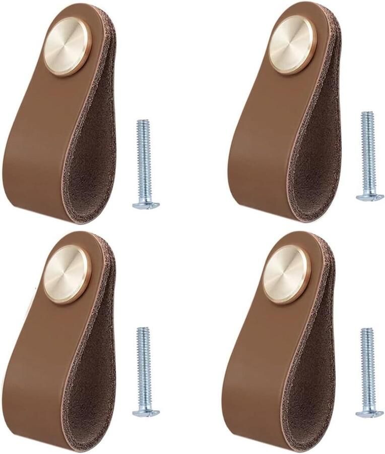 Lederen handgrepen voor meubels 4 stuks 66 x 25 cm handgemaakt kastknoppen keukenkasten kledingkast