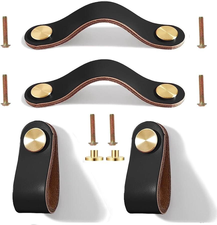 Lederen handgrepen voor meubels 4 stuks geschikt voor kledingkast en laden leer