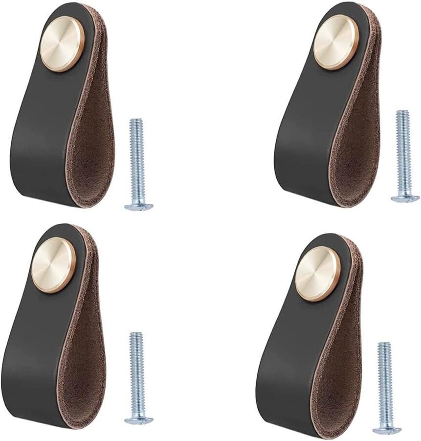 Lederen handgrepen voor meubels 4 stuks handgemaakt 6 4 x 2 5 cm