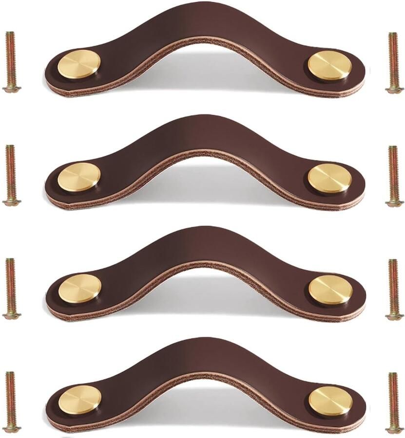 Lederen handgrepen voor meubels decoratieve grepen 4 stuks leer 16 8 cm