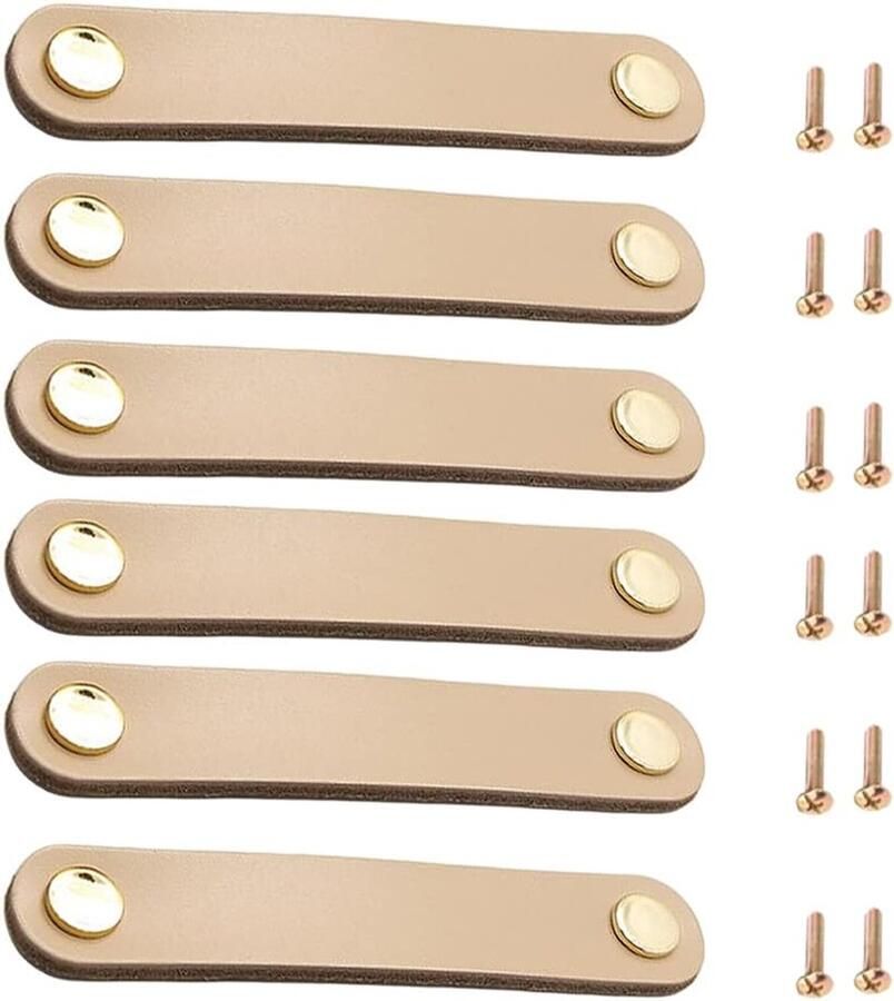 Lederen handgrepen voor meubels kastgrepen 6 stuks leer 140 x 25 mm