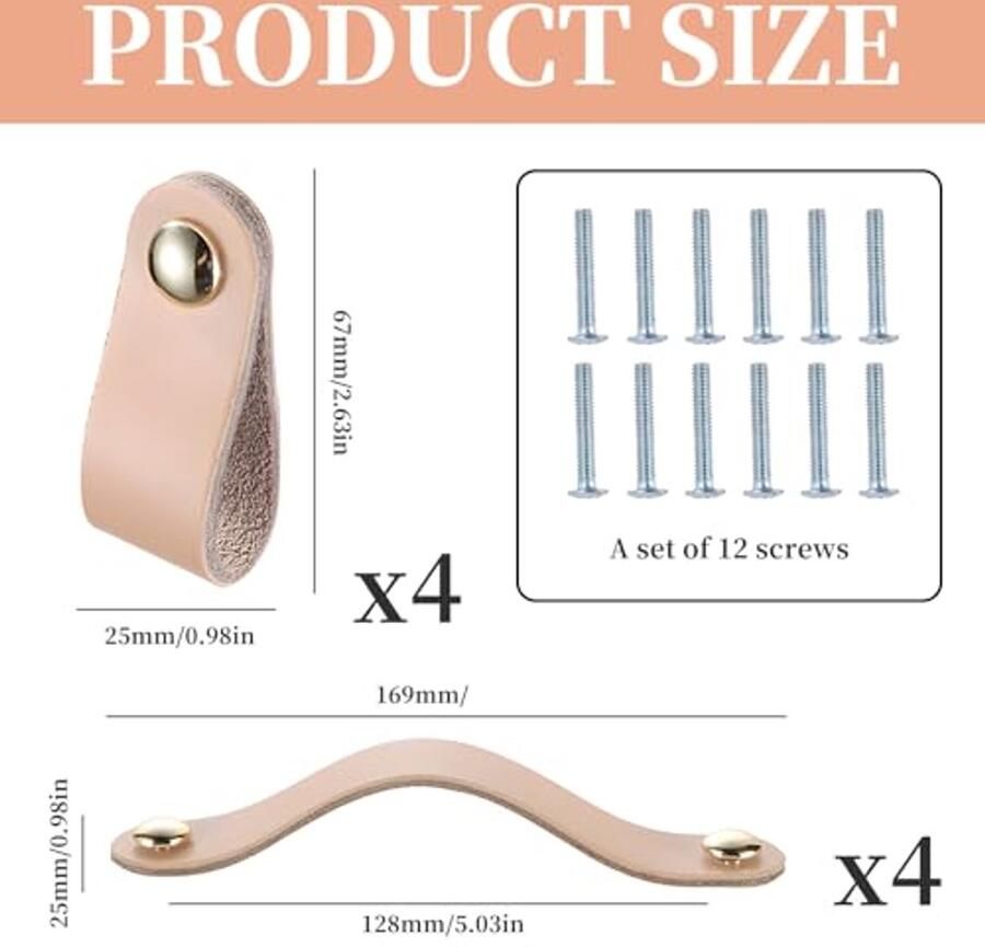 Lederen Meubelgrepen Voor Kasten En Deuren 8 Stuks