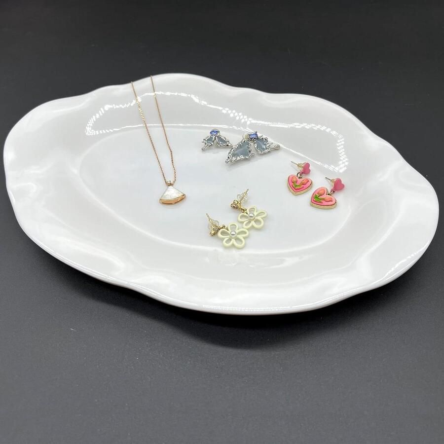 Allecto Plus Dienblad voor ringen en sieraden Keramische sleutelhangerorganizer Decoratieve plaat Sieradendisplay organizer Entree commode Ring platte standaard (25 x 16 5 cm) - Foto 2