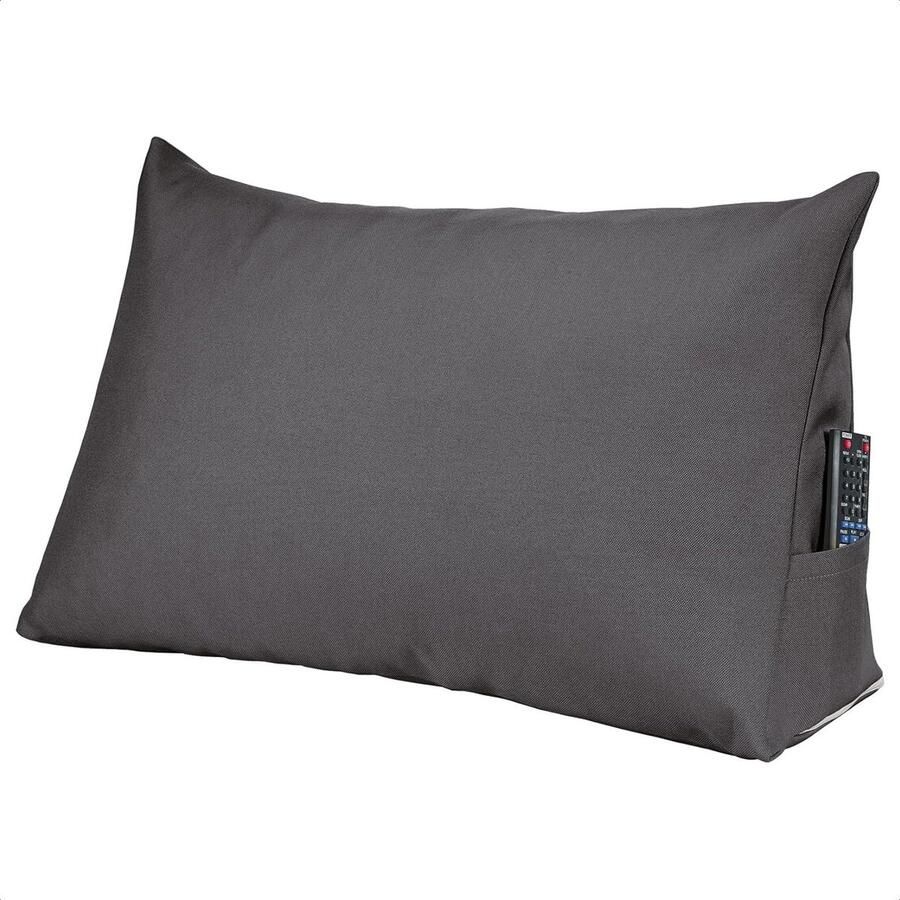 Leeskussen Donker Grijs 70 x 40 cm Praktisch Zijvak Leeskussen voor in bed Leeskussens Rugkussen bed Bookseat Boekkussen