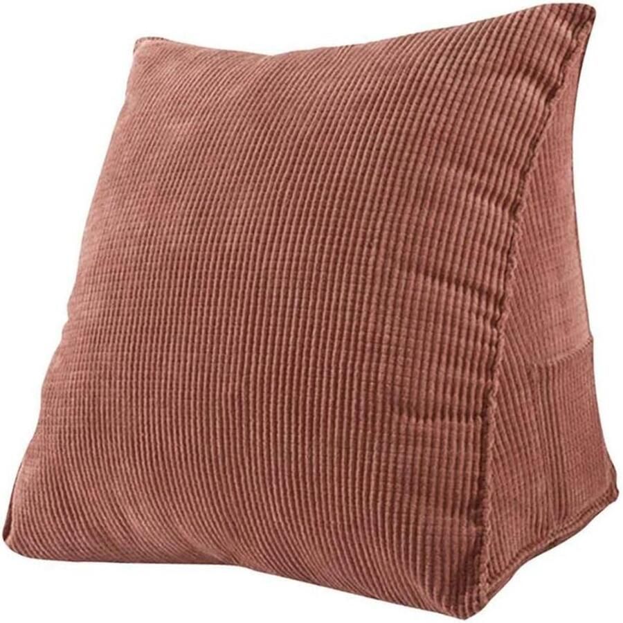 Leeskussen – Ergonomisch Leeskussen voor in Bed – Rugkussen Corduroy Look – Bookseat – Afneembaar Wasbaar Kusslopen – 40 x 20 x 36 cm – Bruin