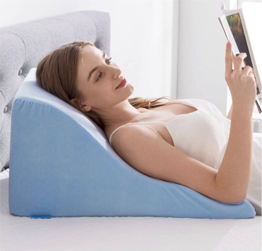 Leeskussen Memory Foam Wedge Pillow Wigkussen voor Bed en Bank Perfect voor Rugondersteuning Tijdens het Ontspannen Gamen Lezen of TV Kijken