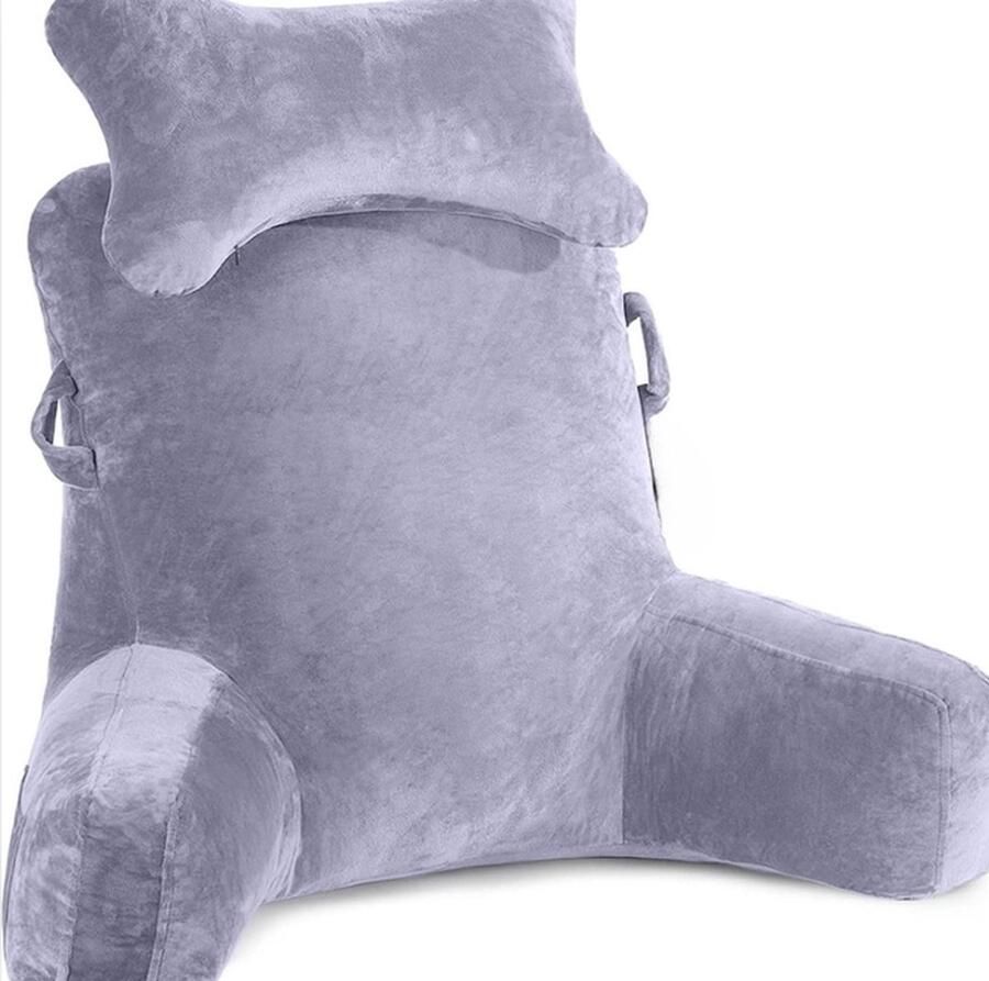 Leeskussen met afneembare nekrol en hogere steunarm voor in bed bank of vloerrugleuning rugkussen voor volwassenen om te lezen en tv te kijken