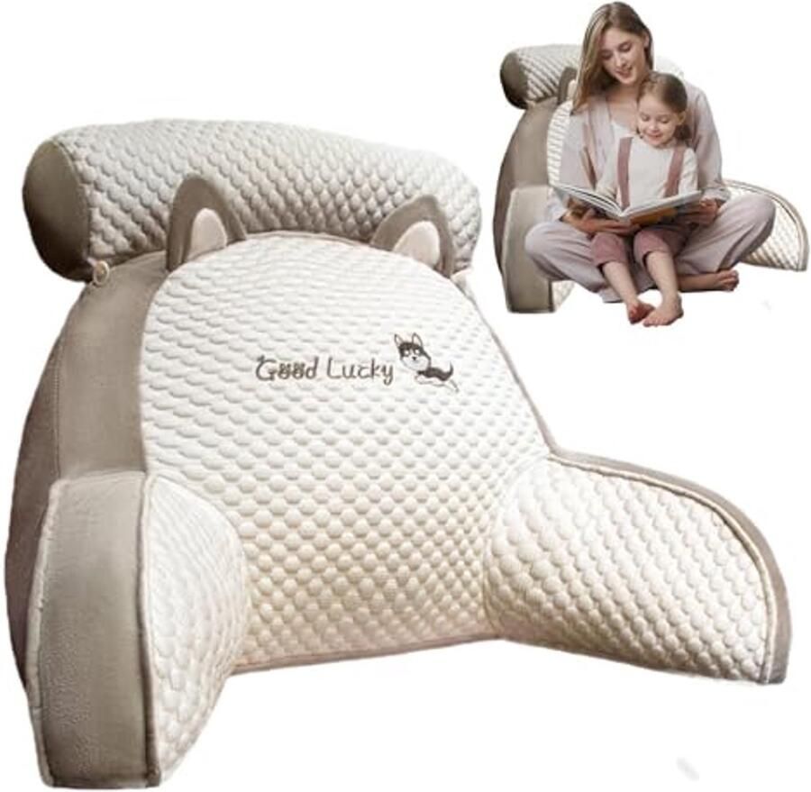 Leeskussen met armleuningen 2-in-1 Rugsteun voor Comfortabel Lezen in Bed Multifunctioneel Bankkussen