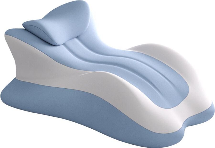 Leeskussen Multifunctioneel slaapkussen Ergonomisch golvend wigkussen Kussen Lendensteunkussen Ontspanningskussen om in bed te zitten of te lezen (blauw)