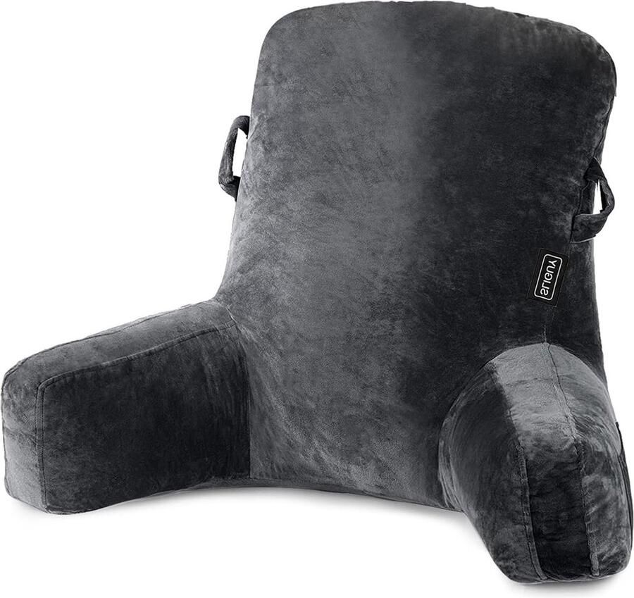 Leeskussen rust loungekussen rugsteun donkergrijs ontspannen in bed tv kijken en lezen leeskussen