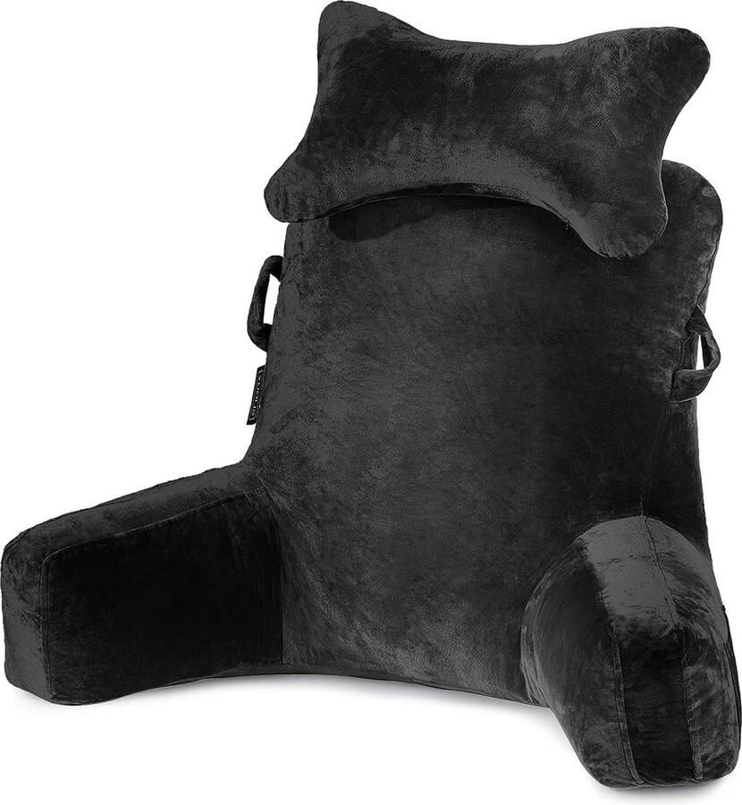 Leeskussen voor in bed Extra groot 787 cm Bedrustkussen met afneembare nekrol Rugleuning leeskussen Zwarte leeskussen voor volwassenen Televisie kijken in bed Bankleeskussen met armen. leeskussen voor in bed