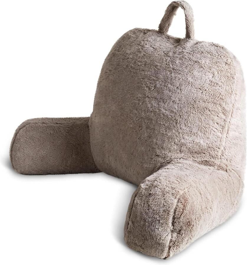 Leeskussen voor in bed Extra visco-elastisch leeskussen in driehoekige vorm met armleuning en vulling Grijs leeskussen voor in bed