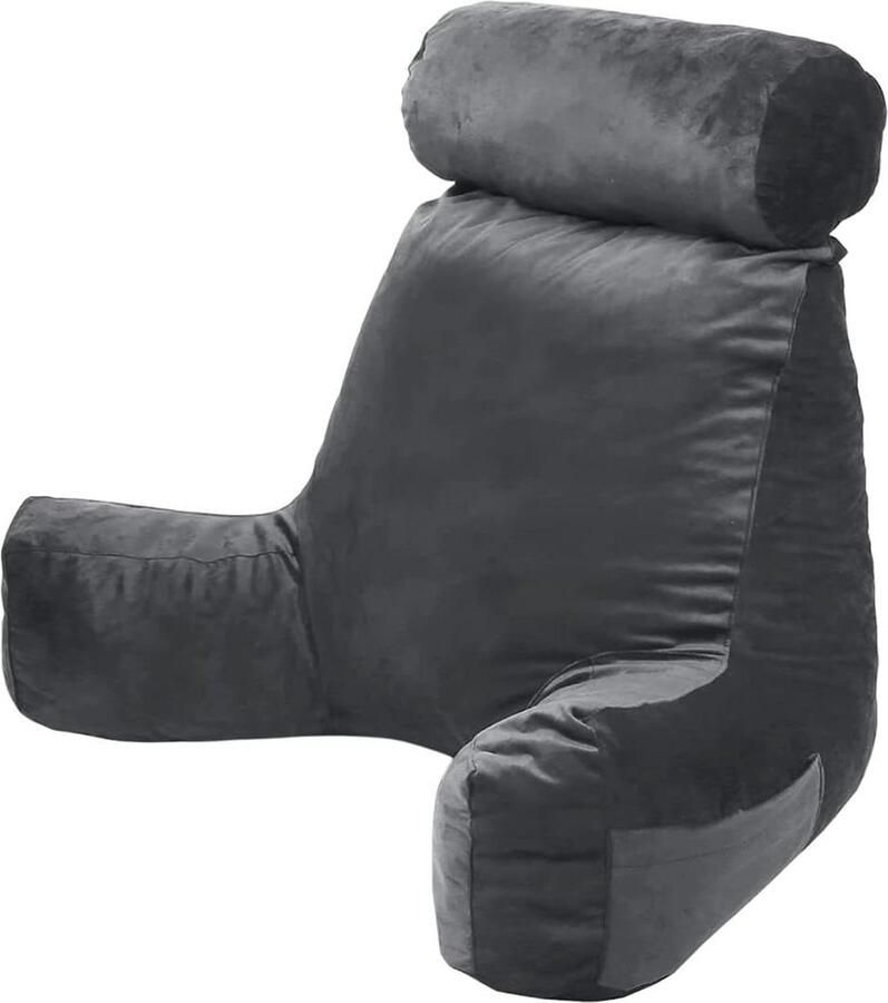 Leeskussen voor in bed Gesneden Schuim Ideaal om te lezen Kan gebruikt worden als kussen-rolkussen Rugondersteuning Gemaakt in Frankrijk Grijs leeskussen voor in bed