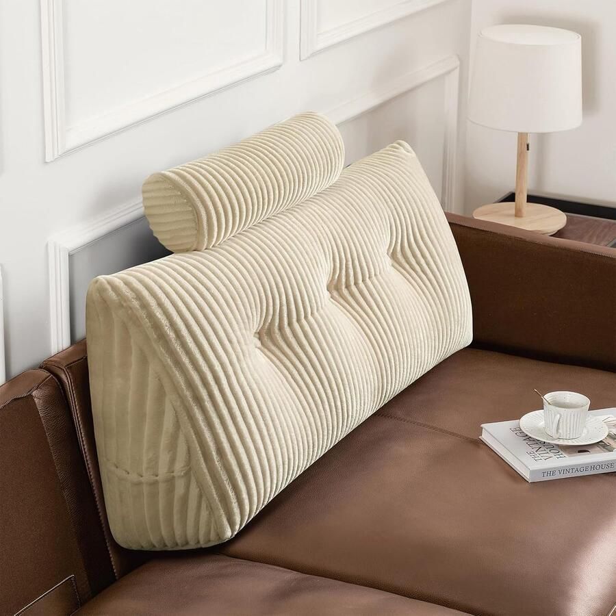 Leeskussen voor in bed Leeskussen Zitkussen Relax Kussen Bookseat Leeskussen Voor Boeken Wigkussen bed Zitkussen Ergonomisch Book Seat crème